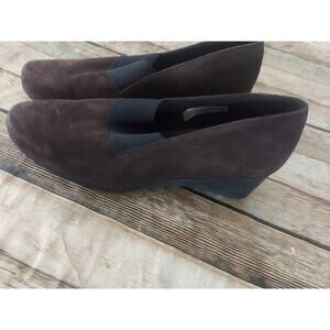 Arche Brown Nubuck Leather Women Wedge Shoes Elastic Front  Sz 39/US 8M  France